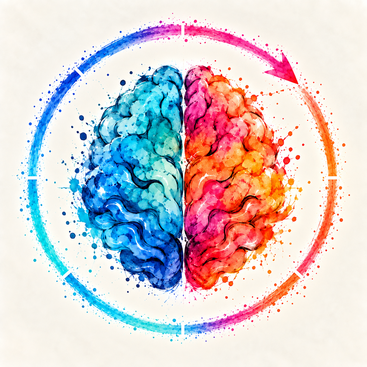 Brain brand variant A, dashed circle and one arrow