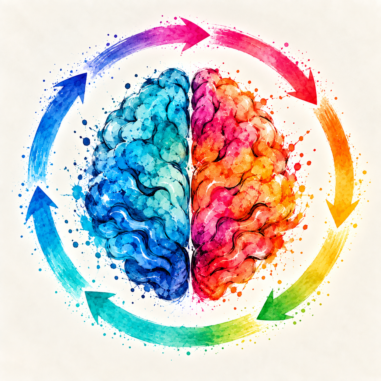 Brain brand variant B, six rainbow arrows